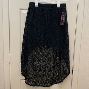 Boom Boom Jeans Size Medium Black Lace High Low  Elastic Waist Skirt New